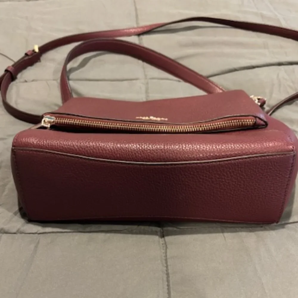 Kate Spade Burgundy Medium Flap Shoulder Bag with Adjustable Strap - Picture 5 of 10